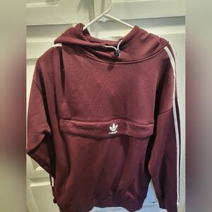 Adidas Burgundy Hoodie with White Accents